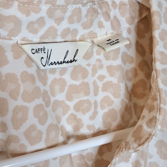 Caffe Marrakesh Women Top Animal Print 100% Lyocell Beige Short Sleeve Size M - Picture 4 of 10